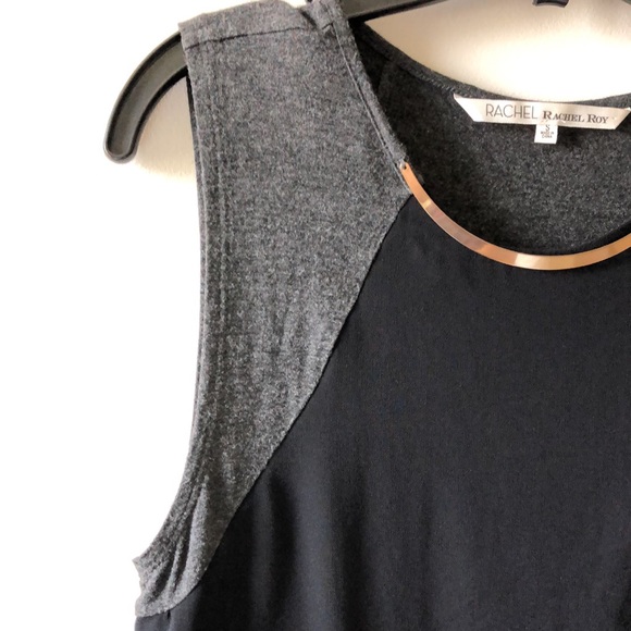 Rachel Roy black and grey color block tank top S - Picture 3 of 6
